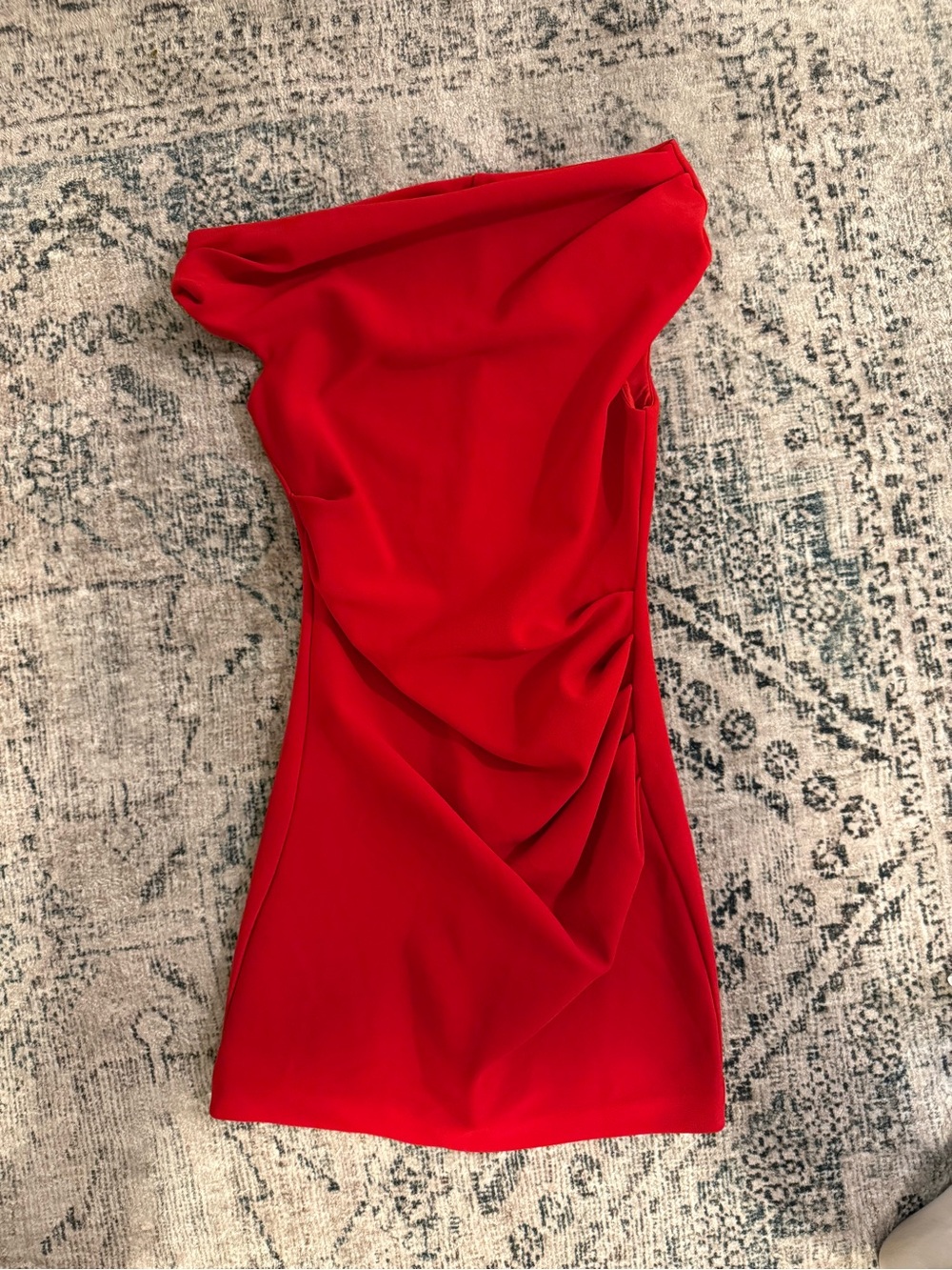 Dynamite One-Shoulder Red Ruched Cocktail Dress